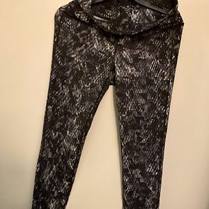 Athleta black, white and gray leggings.
